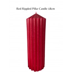 Red Rippled Pillar Candle 18cm