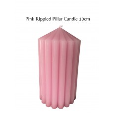 Pink Rippled Pillar Candle 10cm