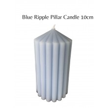 Blue Rippled Pillar Candle 10cm