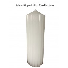 White Rippled Pillar Candle 18cm