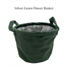 Velvet Greem Flower Basket Large (24cmx 22cm)